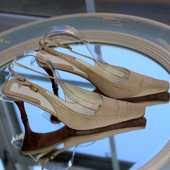 Gucci Square Toe Leather Slingback Pump (STEAL) - Picture 1 of 7